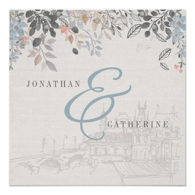 Impressão de Charme do Velho Mundo com nomes (Frente)