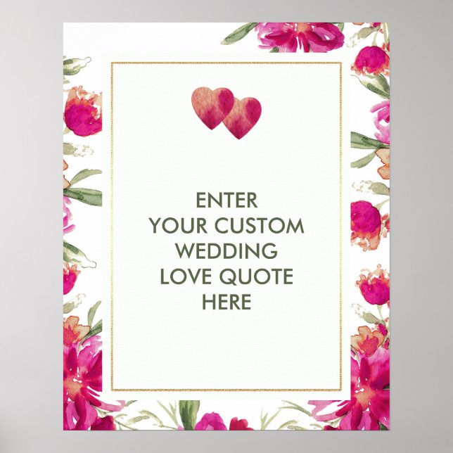 Impressão de Citação de Amor Personalizado de Flor (Frente)