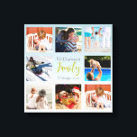 Impressão de Colagem de Fotos da Família de Presen<br><div class="desc">Do Charm Design Studio: Uma ideia adorável para um presente de Natal — ou apropriada para aniversários e outras ocasiões especiais — uma cria fácil de preencher a sua própria coleção de fotos da família de canvas. O fundo é um azul claro que desaparece em quase branco no fundo. Se...</div>