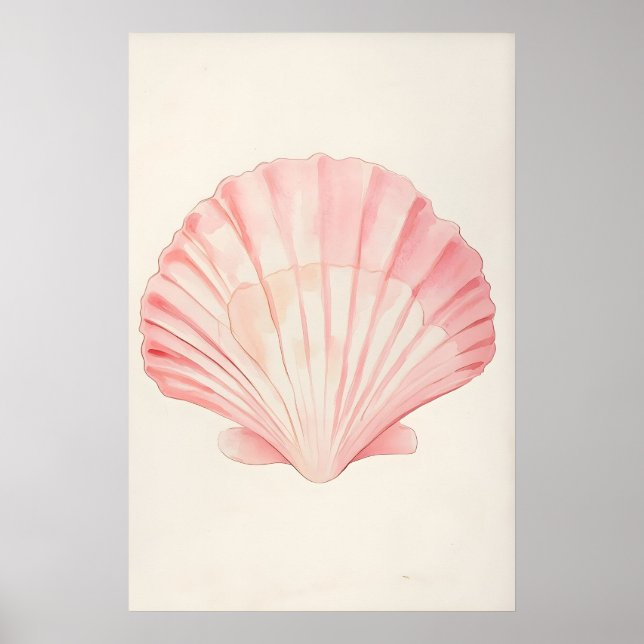 Impressão de Concha de Rosa Suave em Aquarela Pare (Frente)