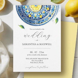 Impressão de Convites de Casamento Azuis e Amarelo