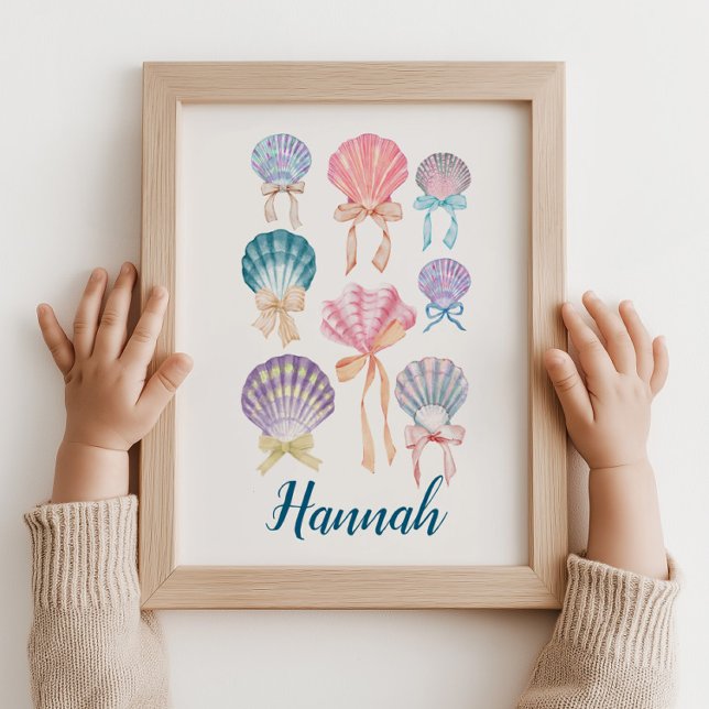 Impressão de Coquete de Conchas de Berçário Person (Personalized Name Nursery Seashell Coquette Print)