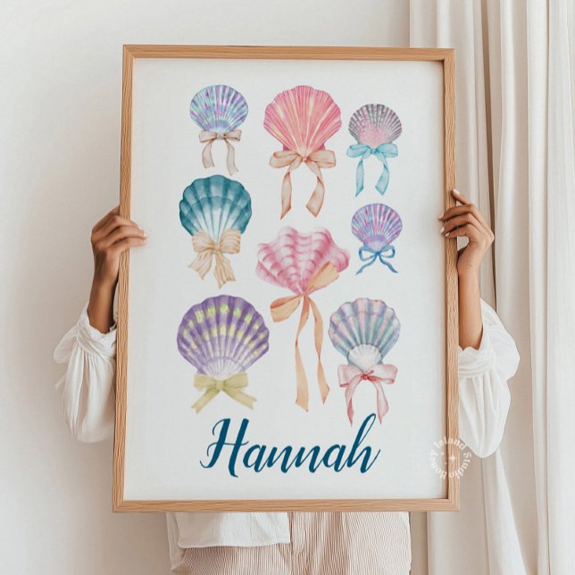 Impressão de Coquete Seashell do Enfermeiro Person (Personalized Name Nursery Seashell Coquette Print)