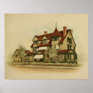 Impressão de cor artístico da pintura de casa do