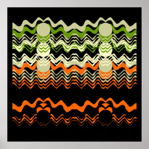 Impressão de cor verde-laranja preto 24 x 24"