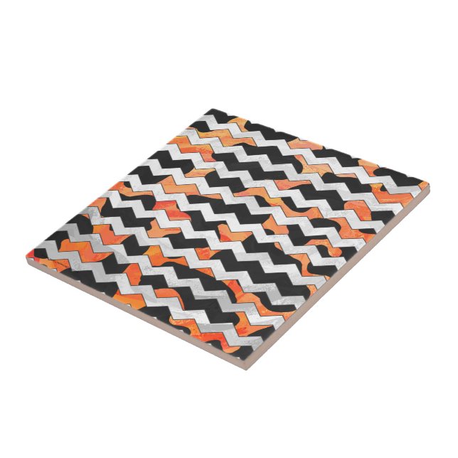 Impressão de Cow Black and Orange Chevron (Lateral)