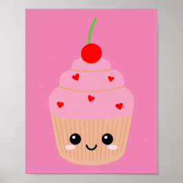 Impressão de Cupcake Rosa, Decoração Doce da Sala,