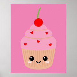 Impressão de Cupcake Rosa, Decoração Doce da Sala,
