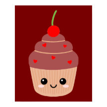 Impressão de Cupcake Sorridente, Decoração Doce de