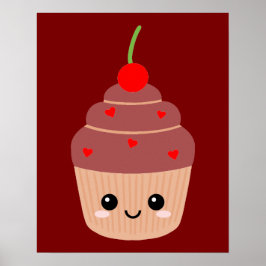 Impressão de Cupcake Sorridente, Decoração Doce do
