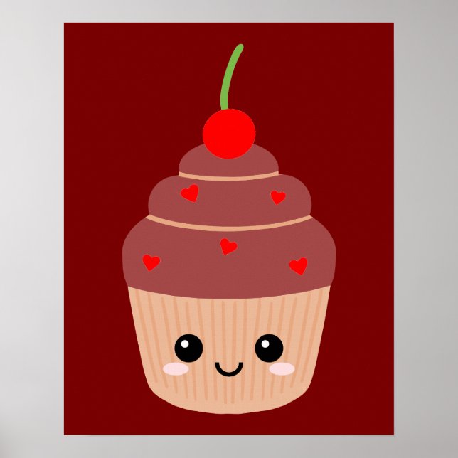 Impressão de Cupcake Sorridente, Decoração Doce do (Frente)