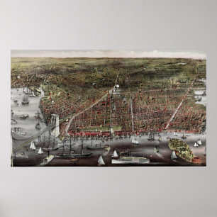 Impressão de Currier e Ives do Brooklyn, 1886