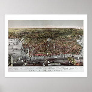 Impressão de Currier e Ives do Brooklyn, 1886
