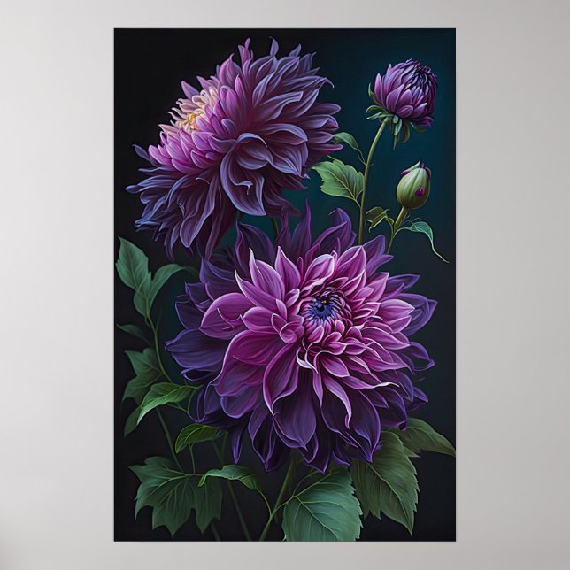 Impressão de Dahlias Roxo (Frente)