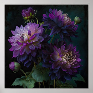 Impressão de Dahlias Roxo