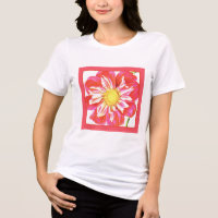 Impressão de dália listrada de vermelho coral e br
