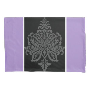 Impressão de damasco roxo e preto