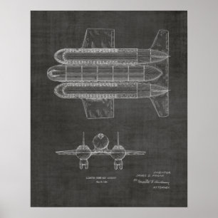 impressão de Desenho de Arte de Aeronaves de 1950