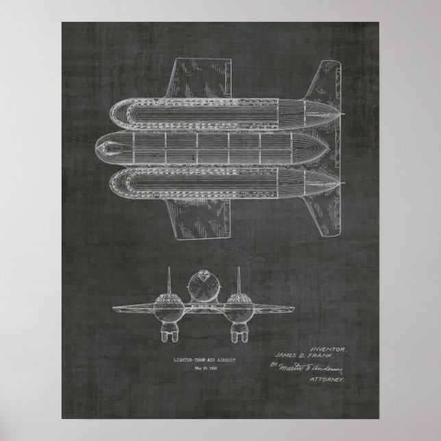 impressão de Desenho de Arte de Aeronaves de 1950 (Frente)