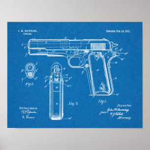 Impressão de Desenho de Arte de Arma Patente de 1