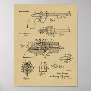 Impressão De Desenho De Arte De Arma Vintage De 1
