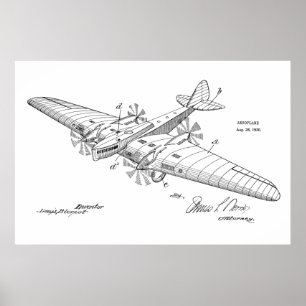 Impressão de Desenho de Arte de Avião de Barco 1