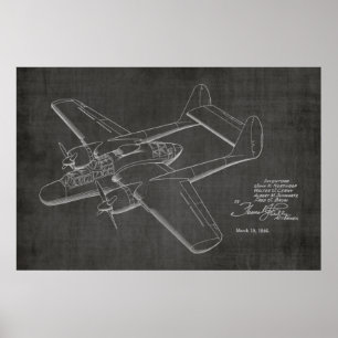 impressão de Desenho de Arte de Avião Gêmeo 1946