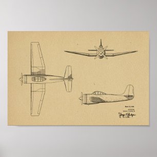 Impressão De Desenho De Arte De Avião Vintage De