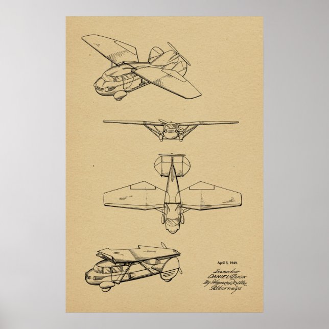 impressão de Desenho de Arte de Aviões Voadores de (Frente)