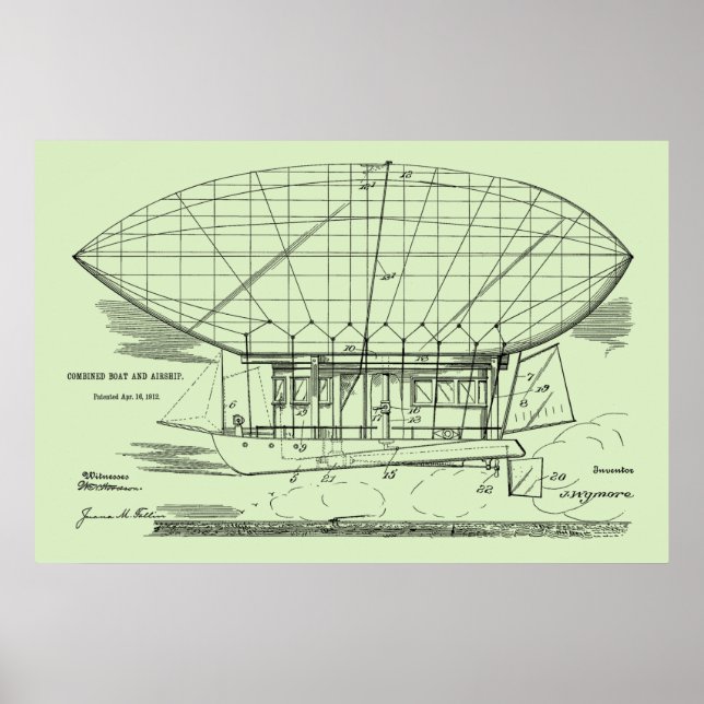 impressão de Desenho de Arte de Balão de Aeronave  (Frente)