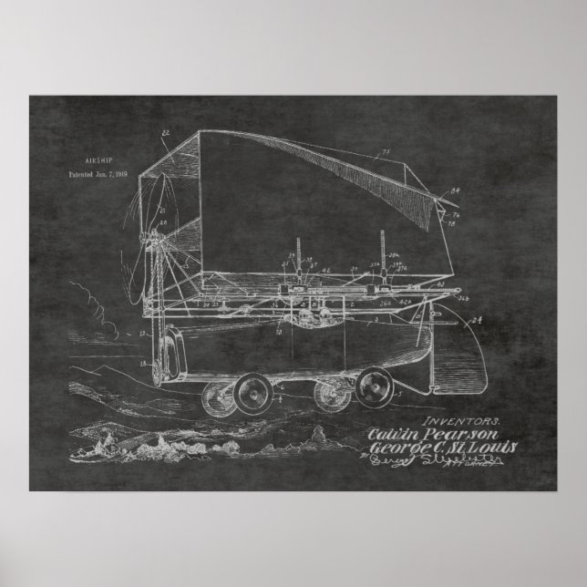 impressão de Desenho de Arte de Embarcação Voadora (Frente)