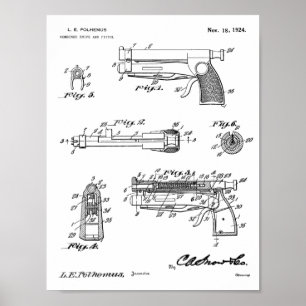 impressão de Desenho de Arte Patente da Arma de 19