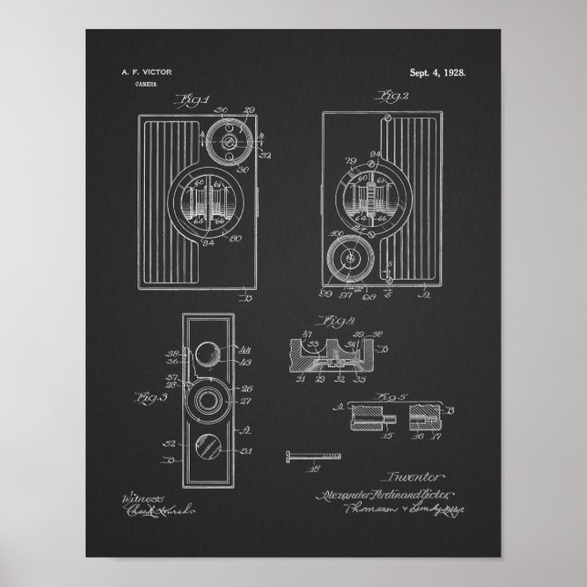 impressão de Desenho de Arte Patente da Câmera Vin (Frente)