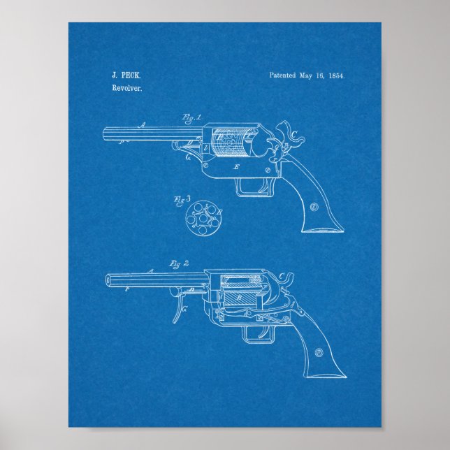 impressão de Desenho de Arte Patente de 1854 (Frente)