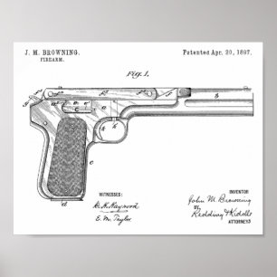 impressão de Desenho de Arte Patente de Arma de 18