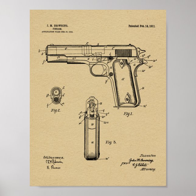 impressão de Desenho de Arte Patente de Arma de Na (Frente)