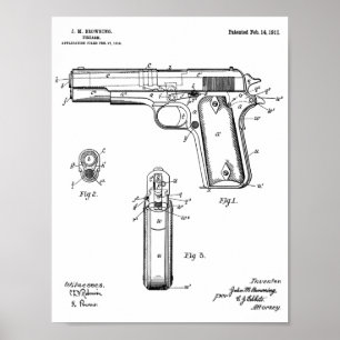 impressão de Desenho de Arte Patente de Arma de Na