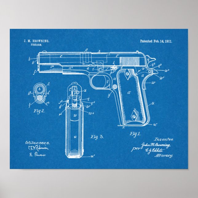 impressão de Desenho de Arte Patente de Arma de Na (Frente)