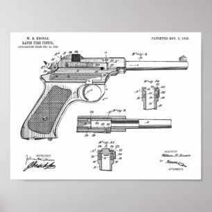 impressão de Desenho de Arte Patente de Armas de F