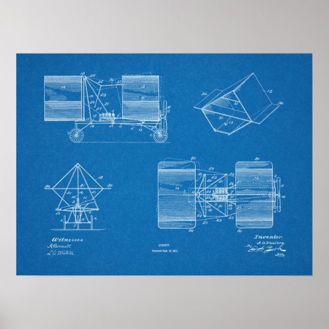 impressão de Desenho de Arte Patente de Avião de 1 (Frente)