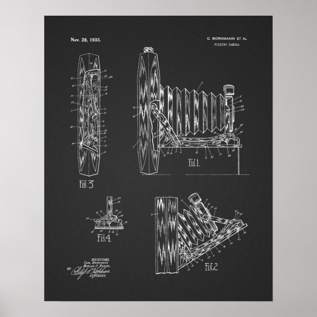 impressão de Desenho de Arte Patente de Câmera de  (Frente)