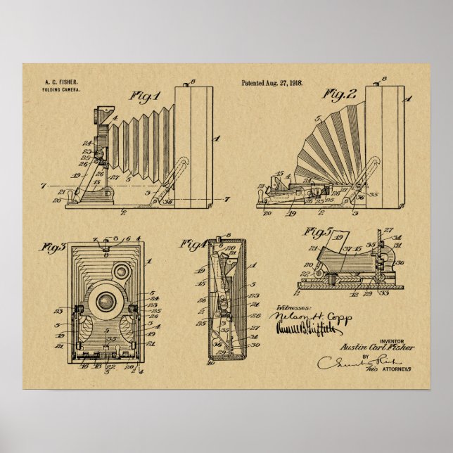 impressão de Desenho de Arte Patente de Câmera de  (Frente)