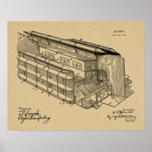 impressão de Desenho de Arte Patente de Navio Aére