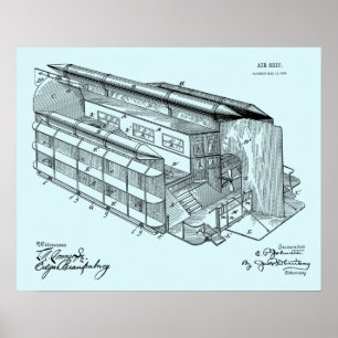 impressão de Desenho de Arte Patente de Navio Aére