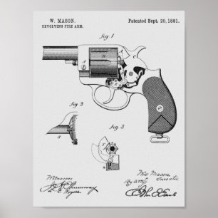 Impressão de Desenho de Arte Patente de Revolver