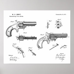 Impressão de Desenho de Arte Patente de Revolver