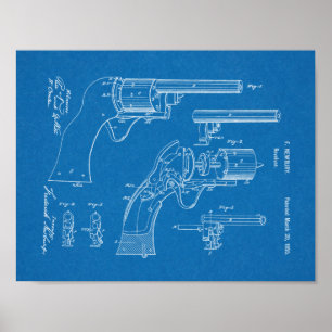 impressão de Desenho de Arte Patente de Revolver 1