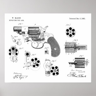 impressão de Desenho de Arte Patente de Revolver 1