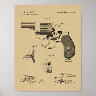 impressão de Desenho de Arte Patente de Revolver 1