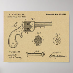 impressão de Desenho de Arte Patente de Revolver 1